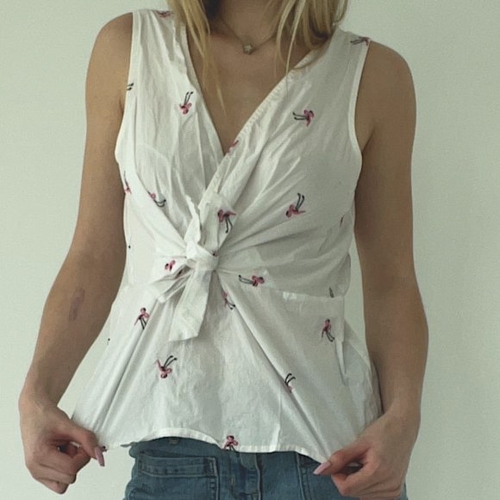 Linen Flamingo Top